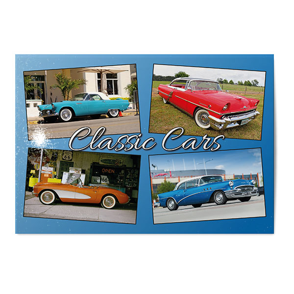 Vykort Classic Cars Kollage Vykort Classic Cars Kollage