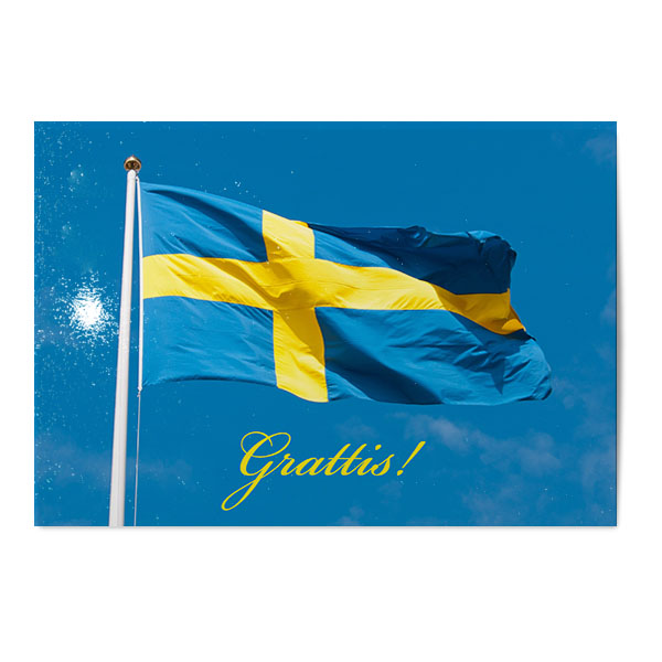Vykort Grattis Flagga Vykort Grattis Flagga