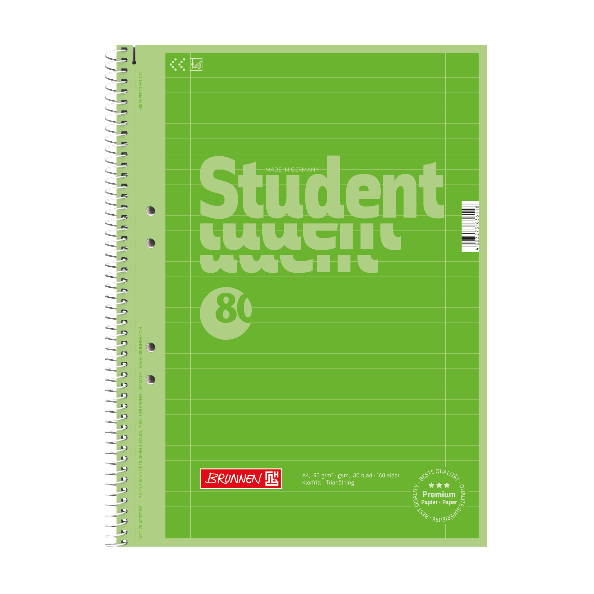 Kollegieblock A4 Student linjerat Grön Kollegieblock A4 Student linjerat Grön