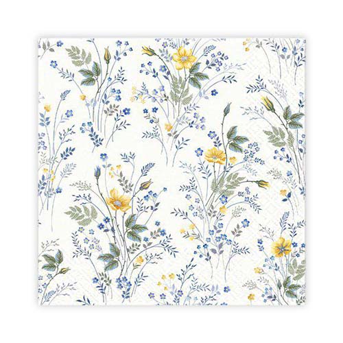 KAFFESERVETT 20P SMÅBLOMSTER BLÅ/GUL KAFFESERVETT 20P SMÅBLOMSTER BLÅ/GUL