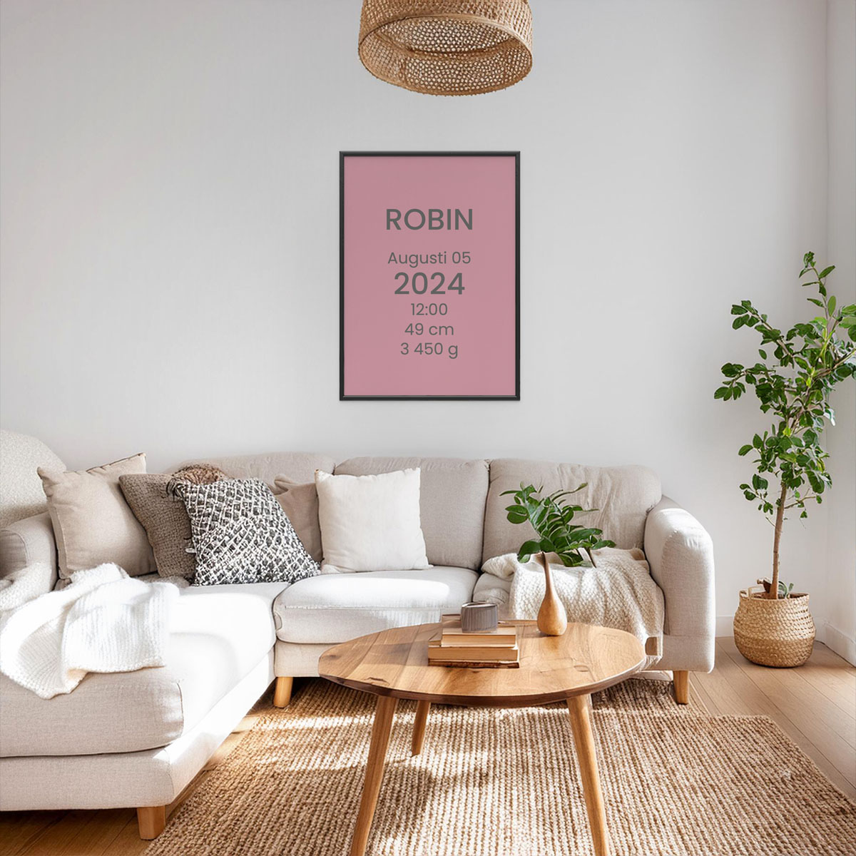 Personlig Födelsetavla Plain Text Rosa Vägg