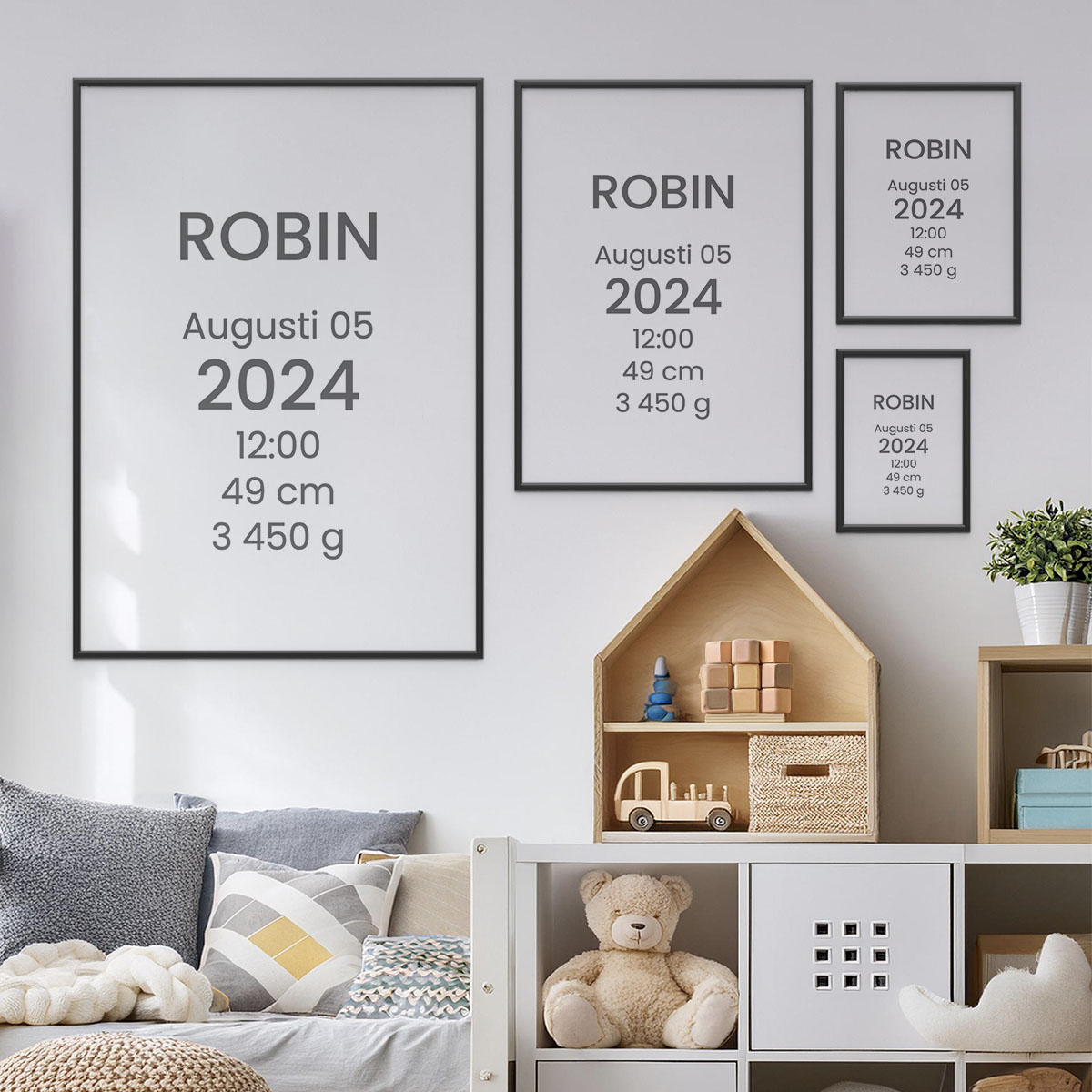 Personlig Födelsetavla Plain Text Vit Storlekar