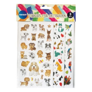 Stickers Hund Katt Fågel 3 ark
