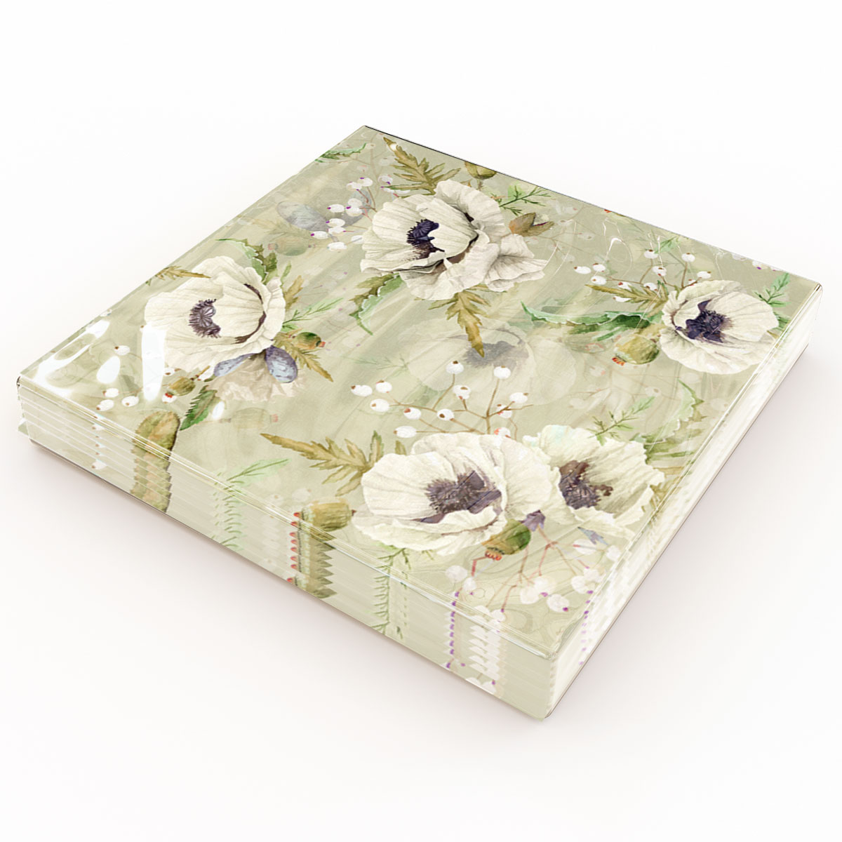 Kaffeservett 20p Blommor vita förpackning