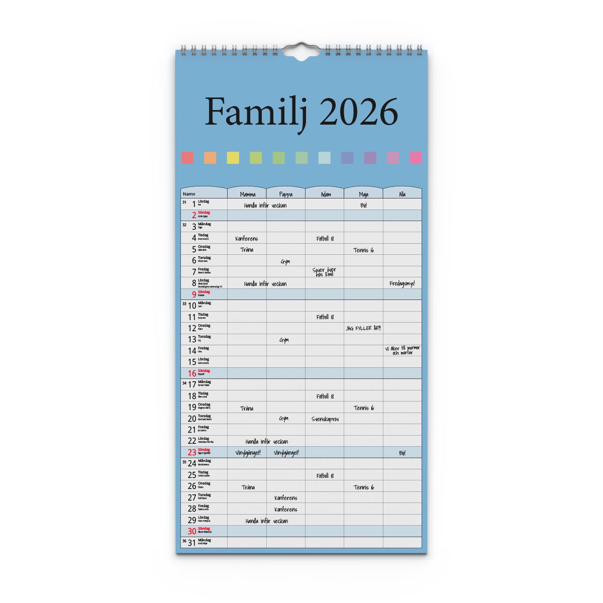 Familjekalender Färg 2026 omslag Familjekalender Färg 2026 omslag