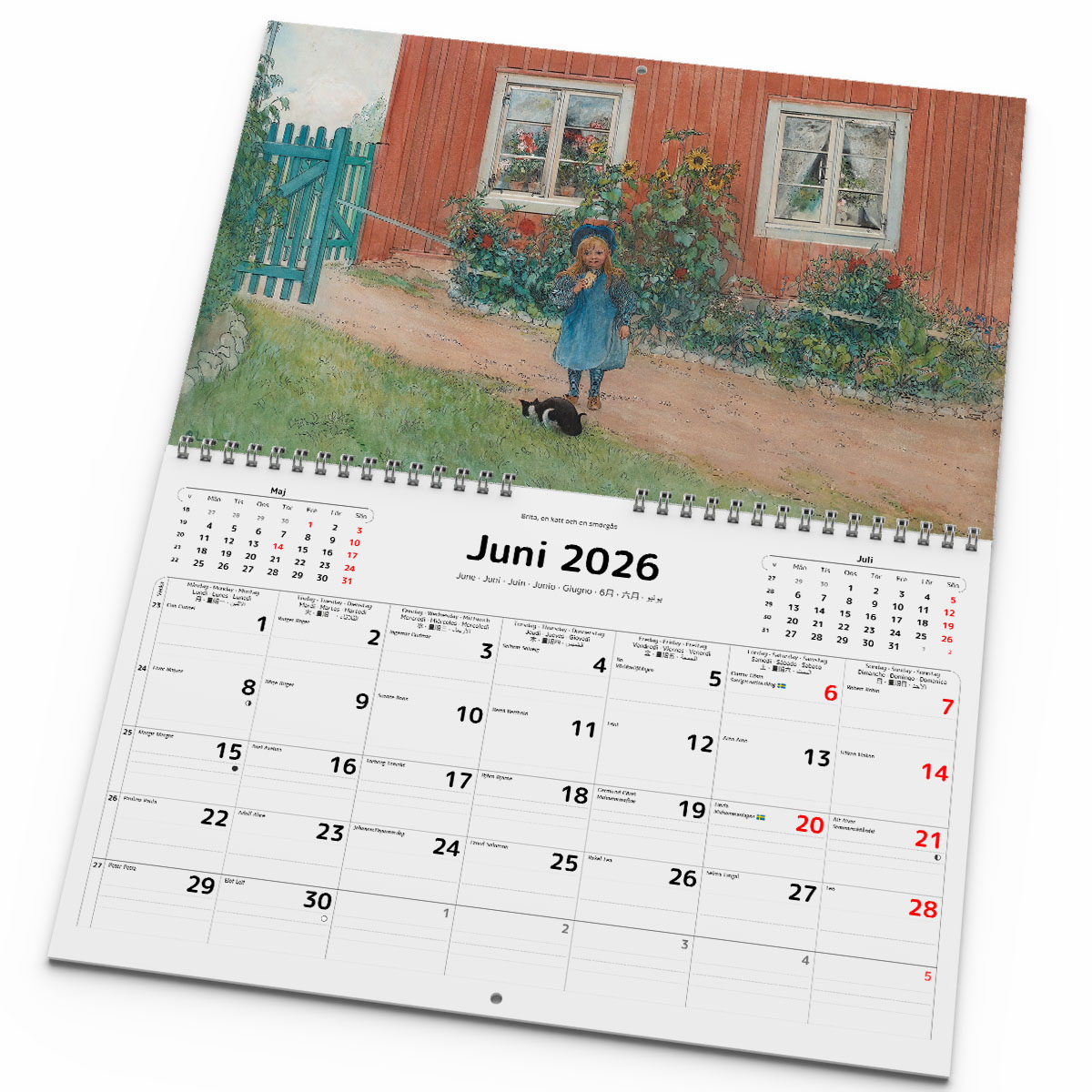 Väggkalender Carl Larsson 2026 uppslag