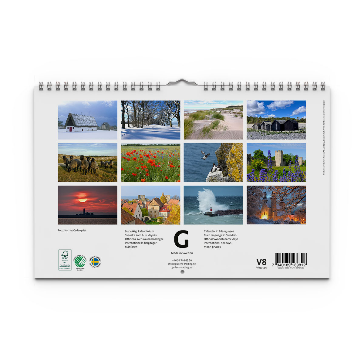 Väggkalender Gotland 2026 baksida