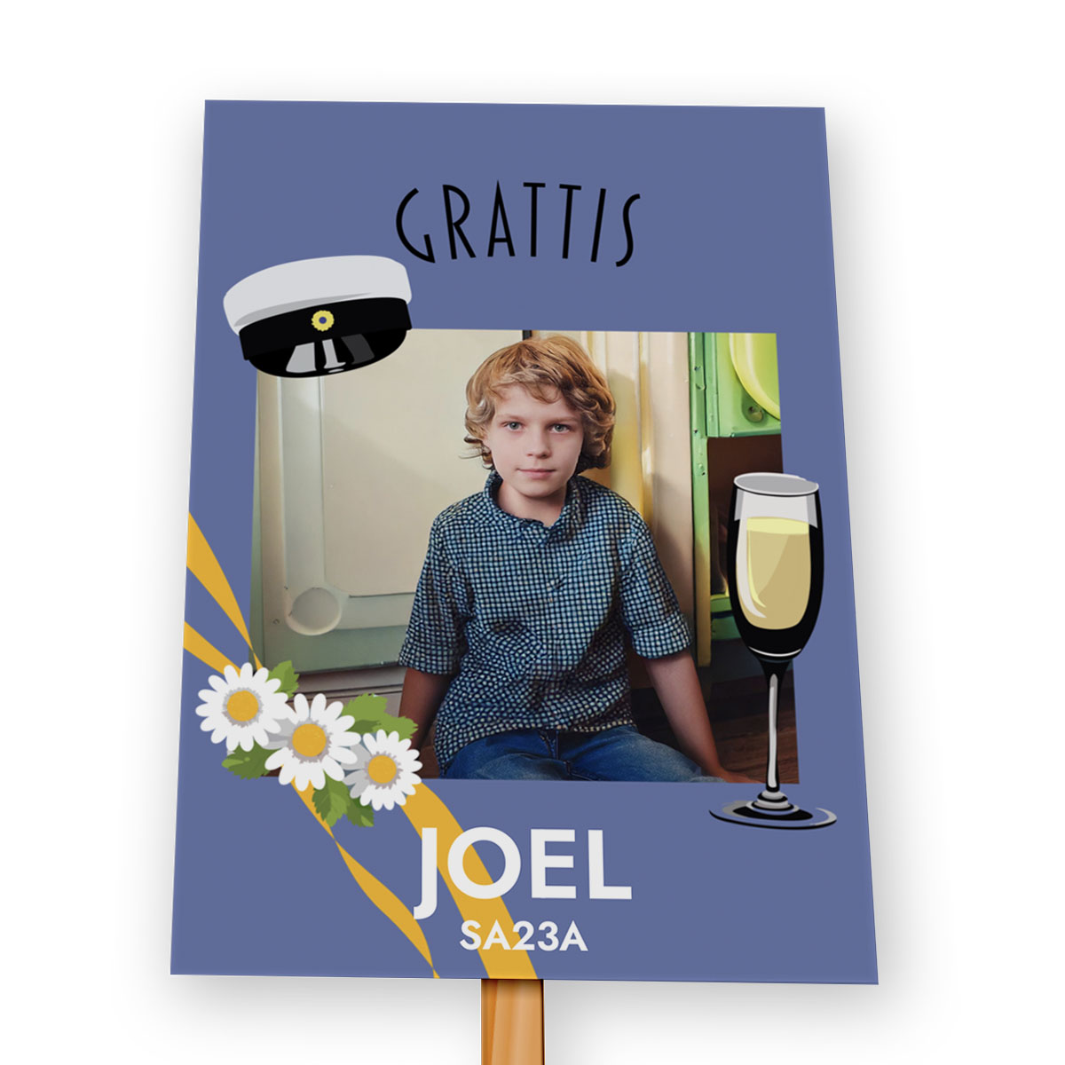 Studentplakat Grafisk Blå Grattis 2