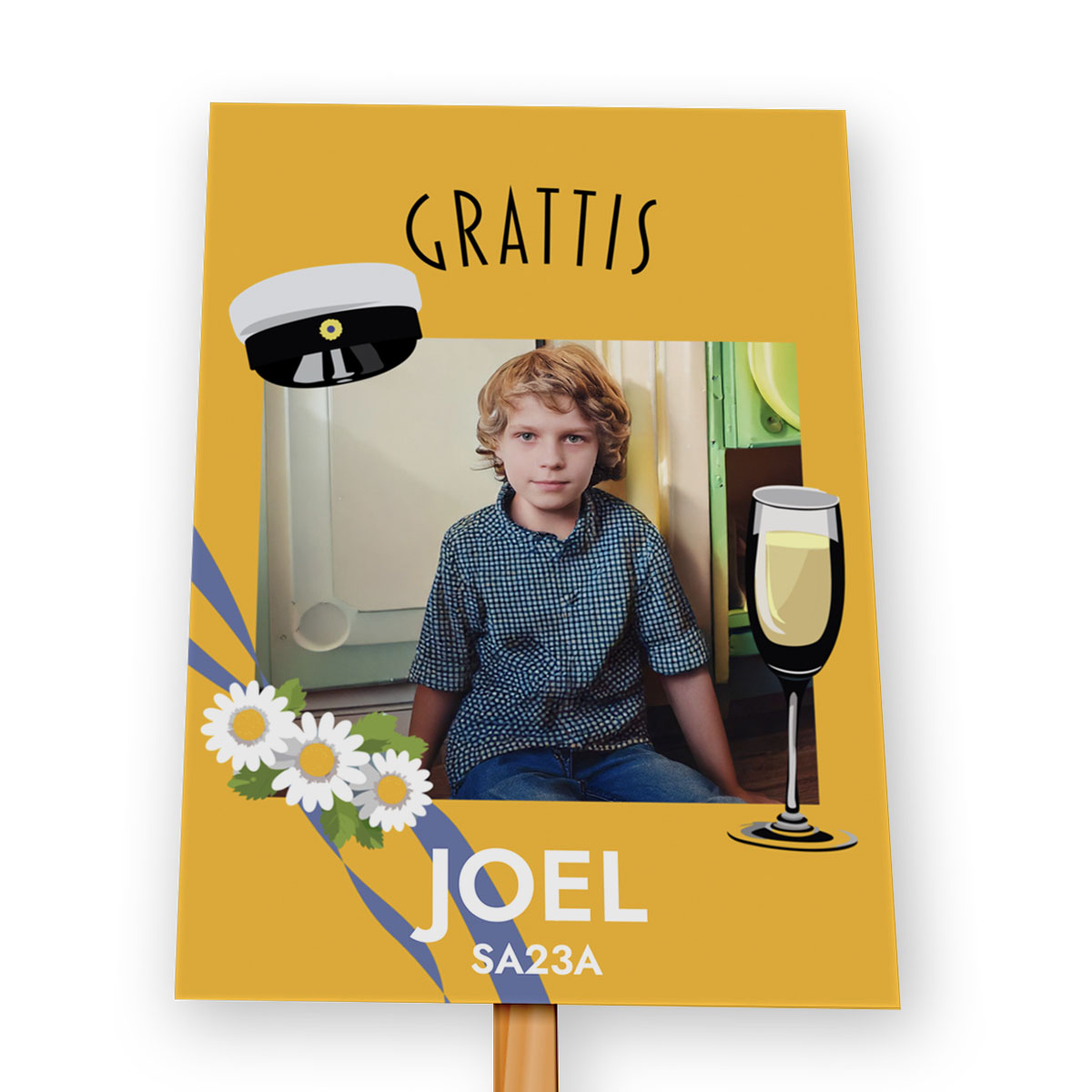 Studentplakat Grafisk Gul Grattis 2
