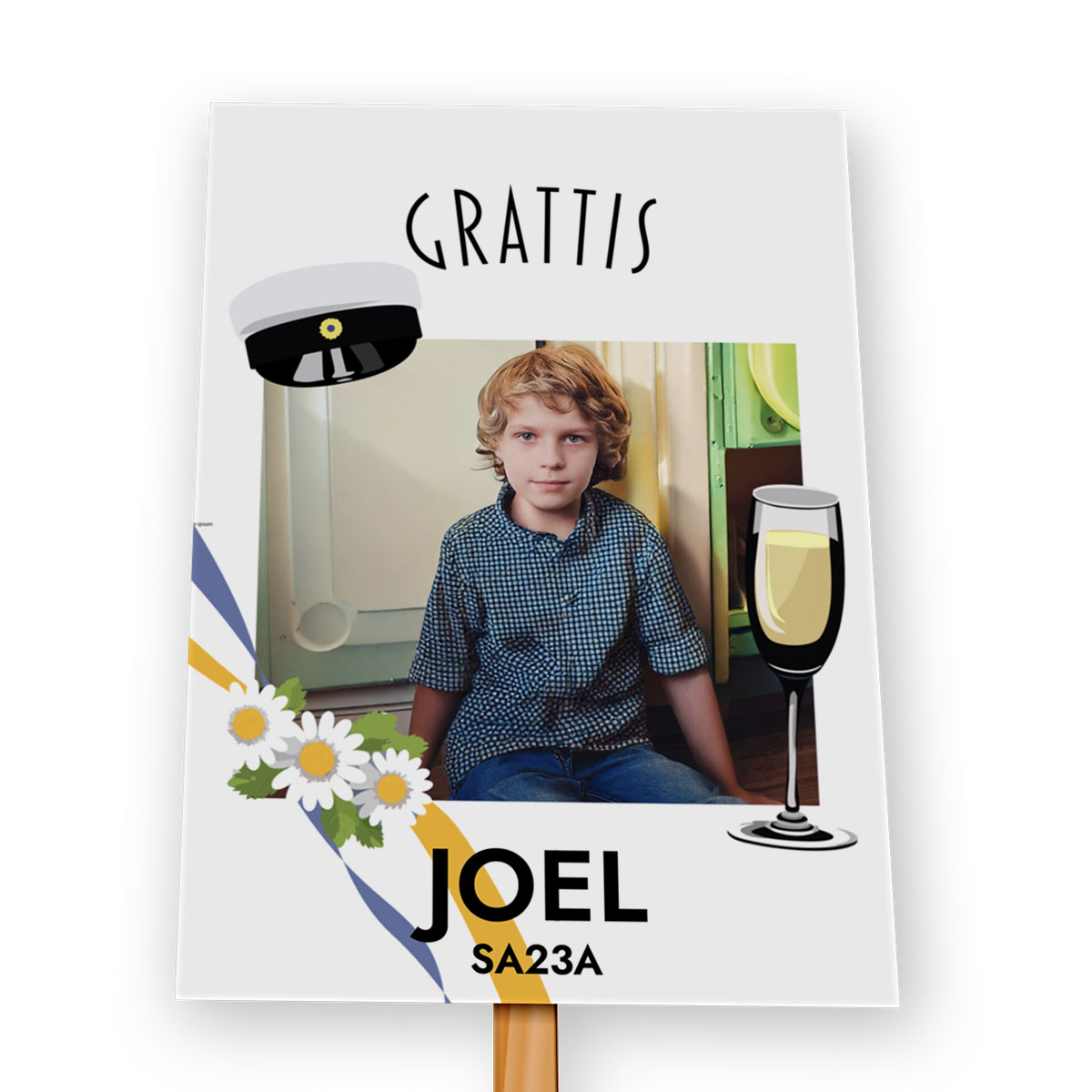Studentplakat Grafisk Vit Grattis 2