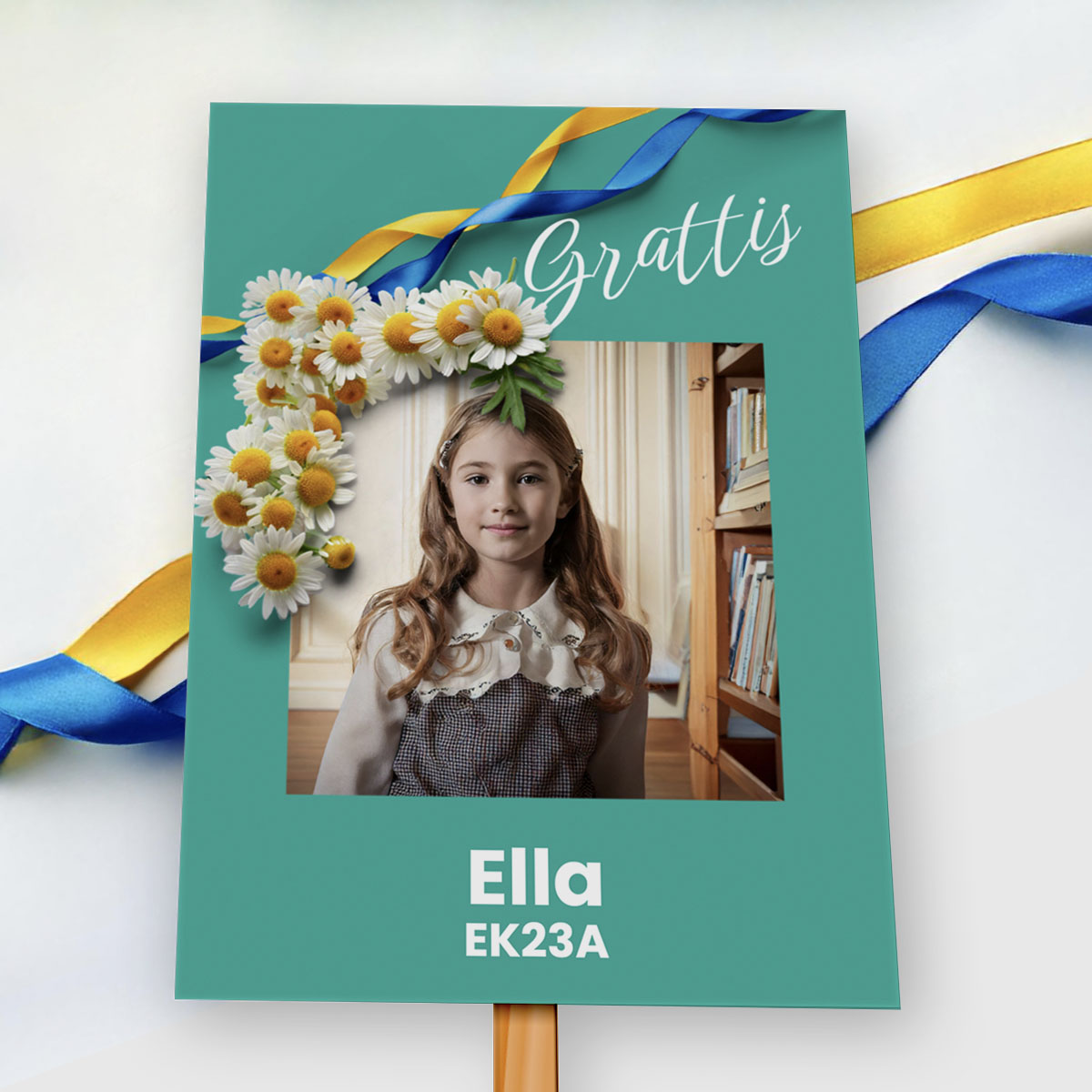 Studentskylt Kamomill Grön Grattis