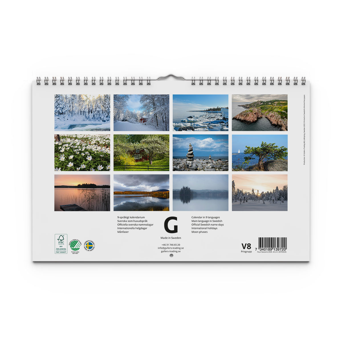 Väggkalender Four Seasons 2026 baksida