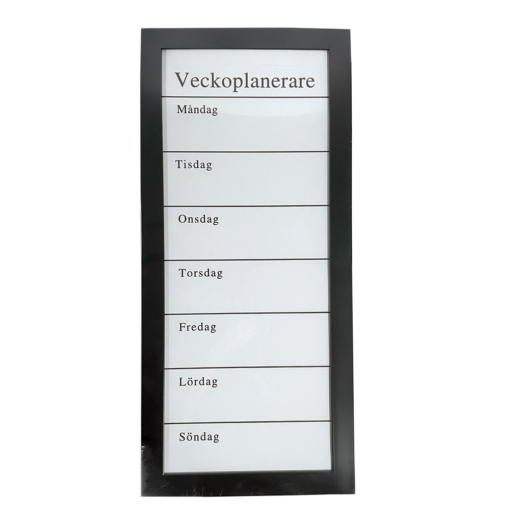 Veckoplanerare Whiteboard svart Veckoplanerare Whiteboard svart