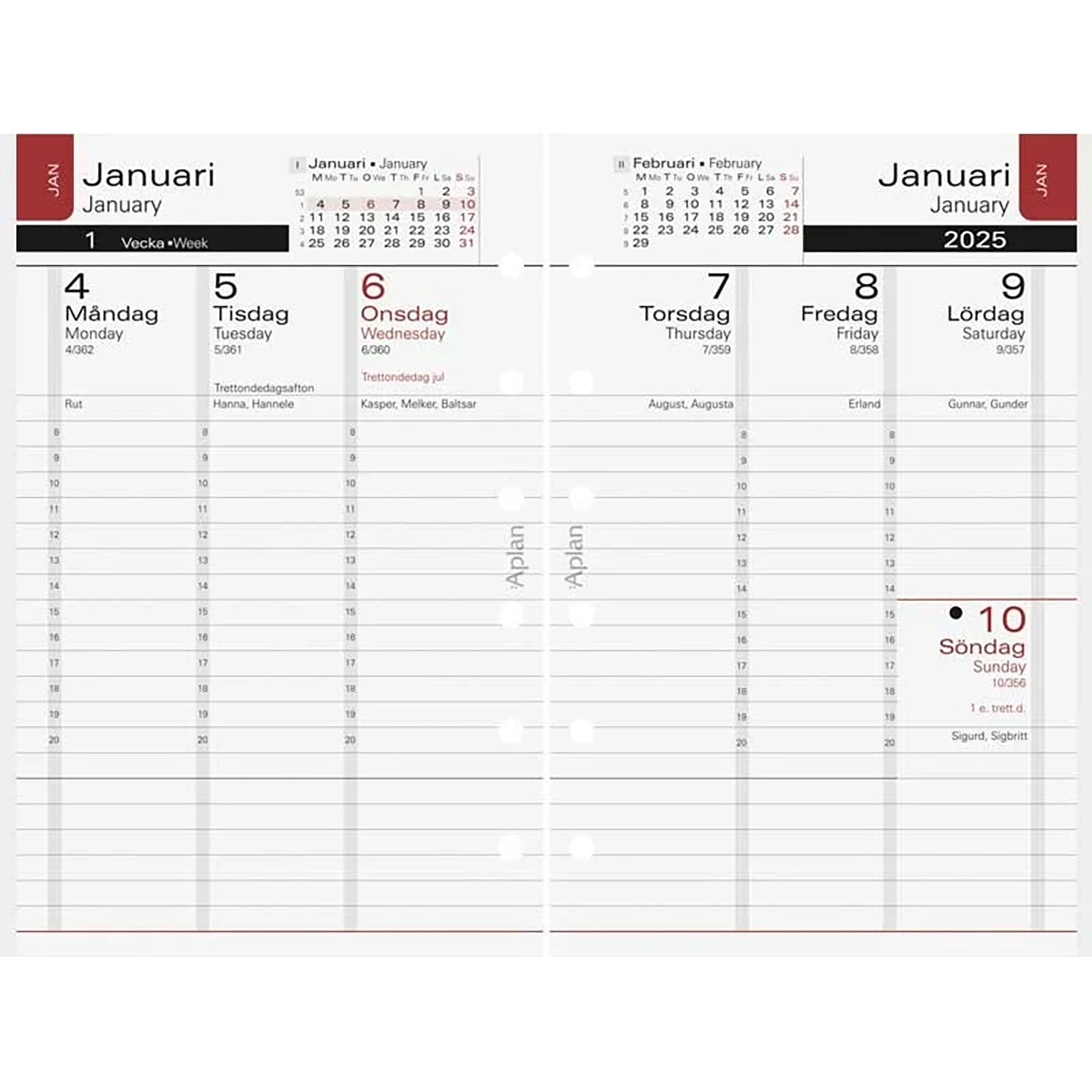 Systemkalender Aplan Pocket Executive 2025-2026 18 mån