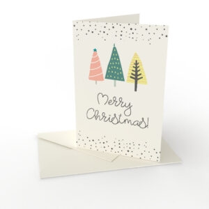 Julkort Tre granar Merry Christmas