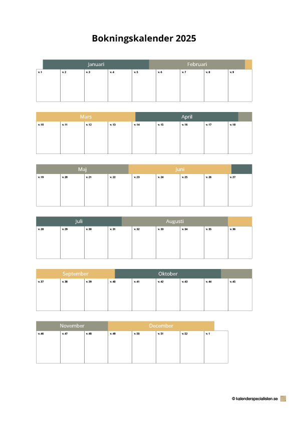 Bokningskalender 2025 bild Bokningskalender 2025 bild