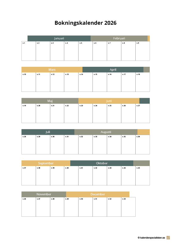 Bokningskalender 2026 bild Bokningskalender 2026 bild