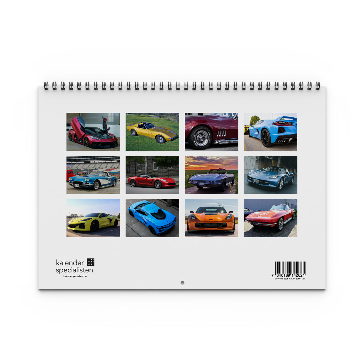 Väggkalender Corvette 2026 baksida