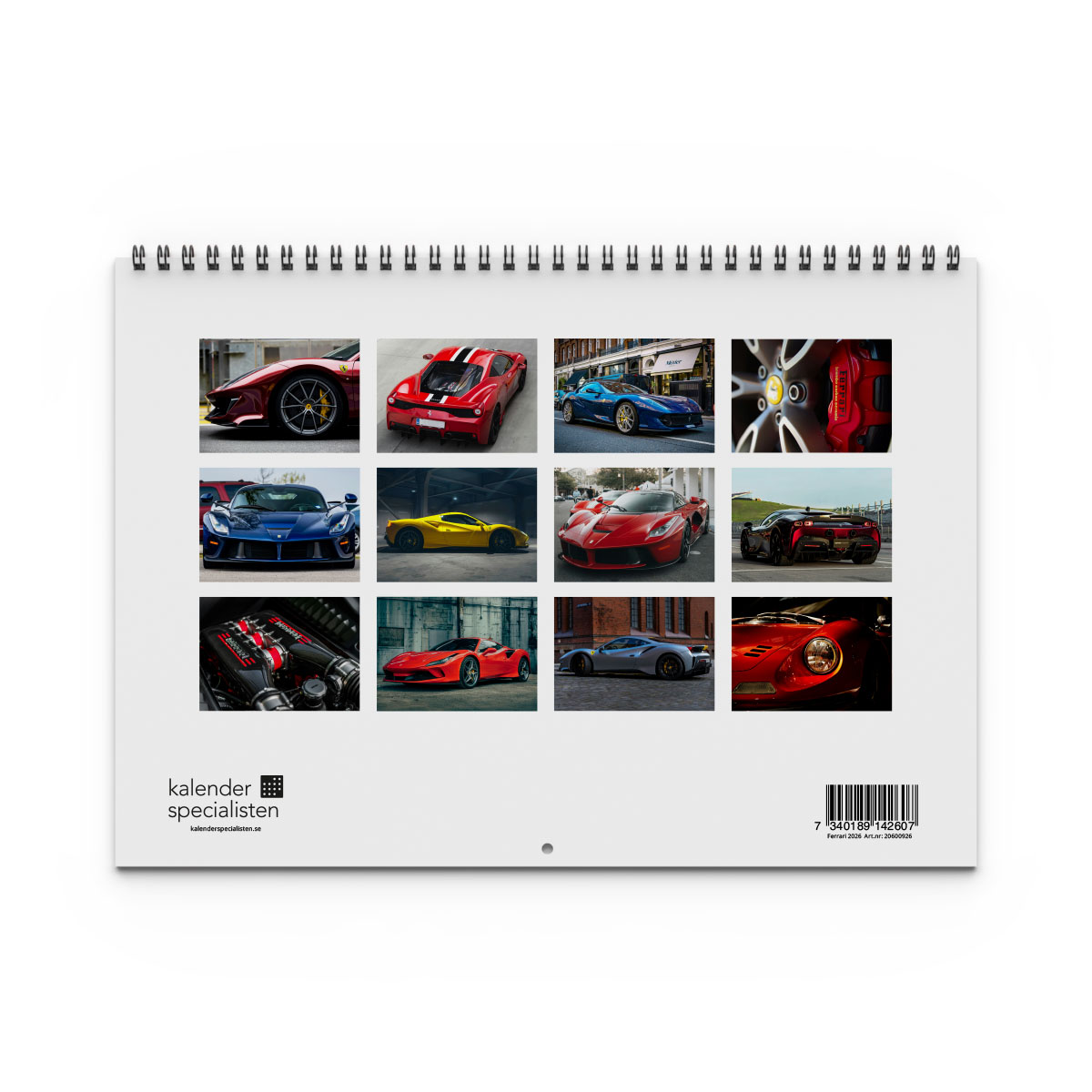 Väggkalender Ferrari 2026 baksida