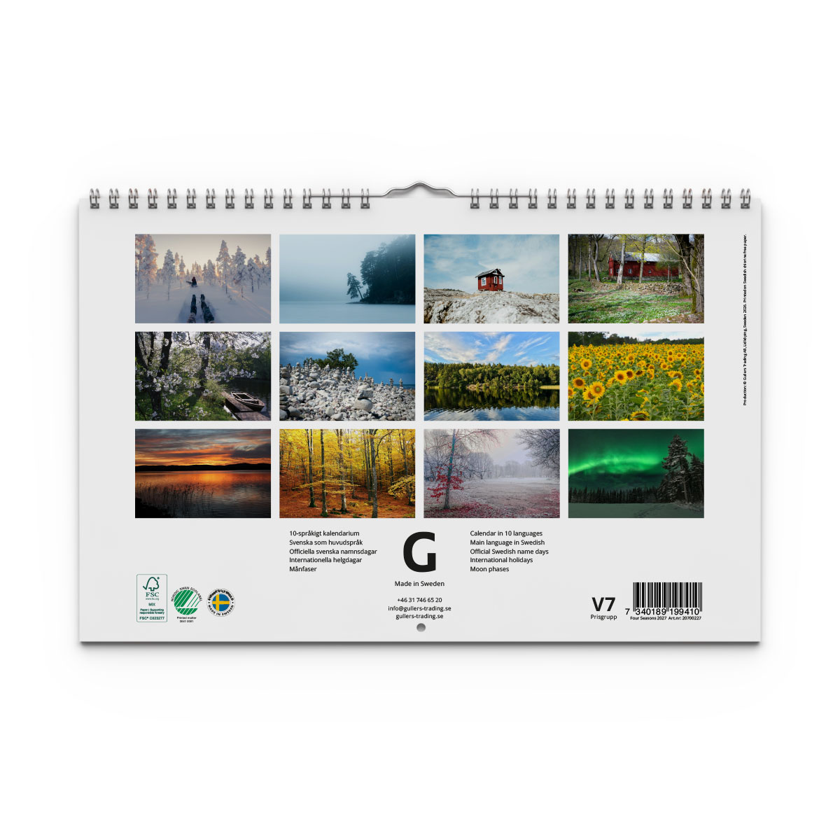 Väggkalender Four Seasons 2027 baksida