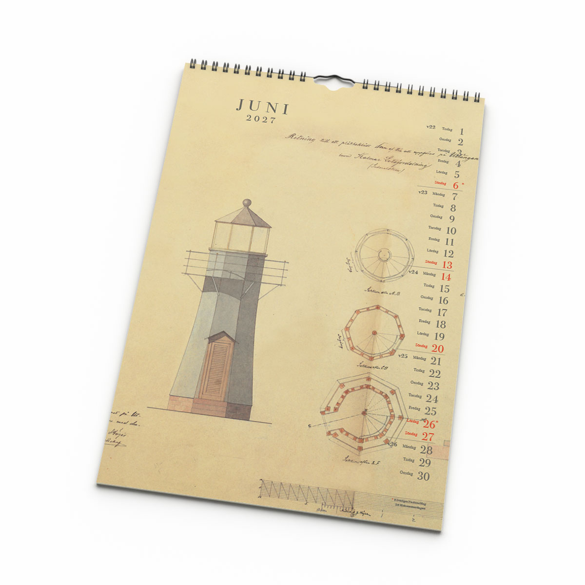 Väggkalender Svenska fyrar 2027 uppslag