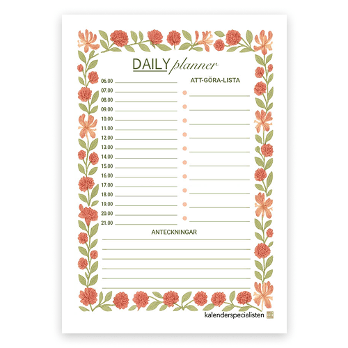 Gratis Daily Planner Blommor Förhandsvisning av nedladdningsbart dokument